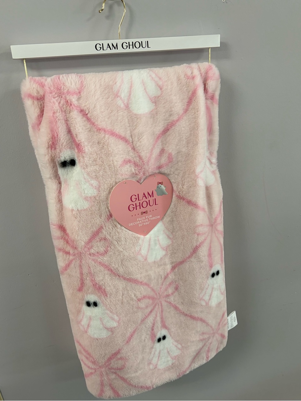 Glam Ghoul Kids Plush Pink Ghost Throw Blanket